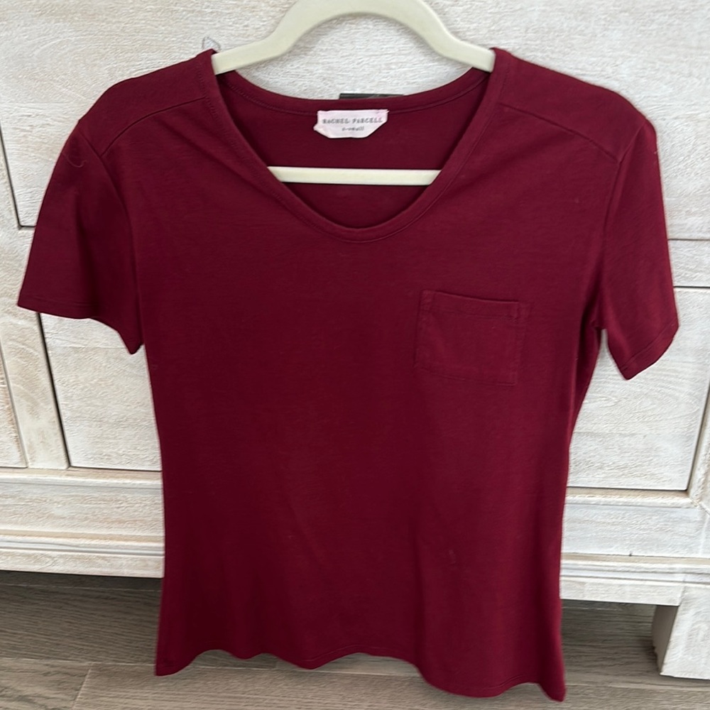 Rachel Parcell Red Fitted Short Sleeve Tee